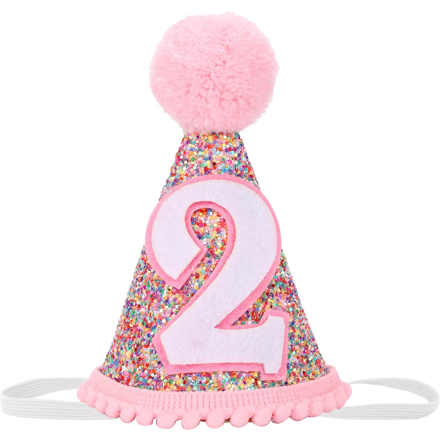 Eoopoon Rainbow Cone Birthday Hat, Glitter Birthday Hat, Perfect Birthday Party Decoration for Boys and Girls