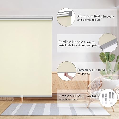 Miniatura 5 de Changshade - Cortina enrollable sin cordón y opaca, oscurecimiento de la habitación, persiana enrollada, para bloqueo de la luz, protección solar,