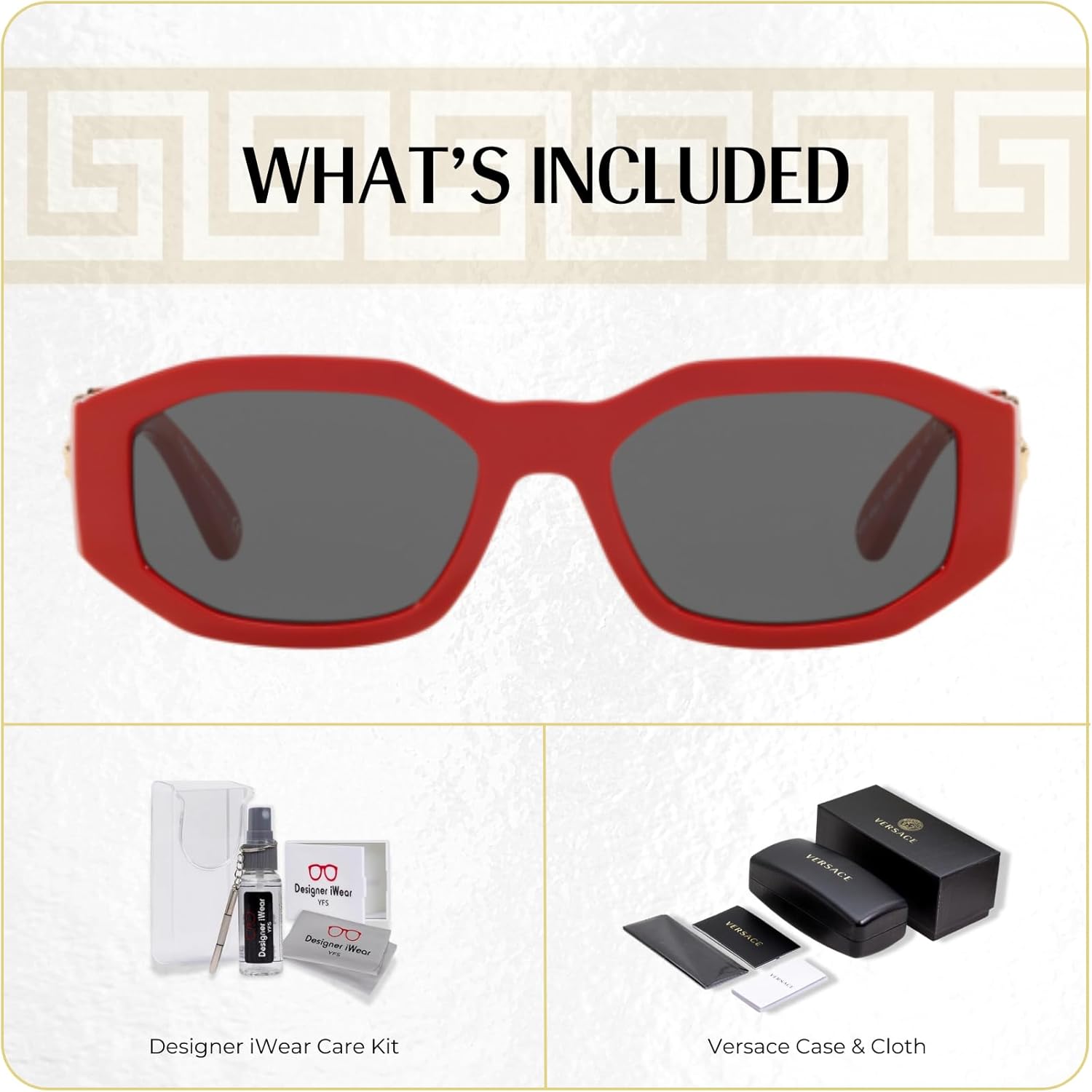 Versace VE4361 Rectangular Sunglasses For Men For Women +BUNDLE with ACCESSORY EYEWEAR KIT - Image 2