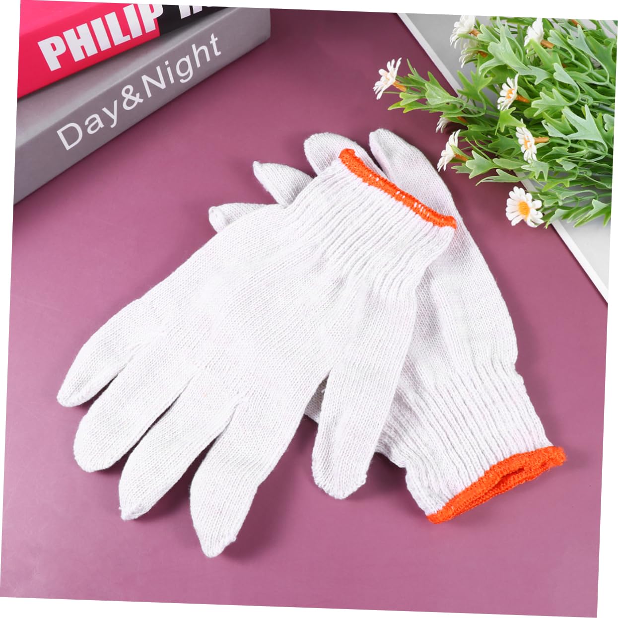 iplusmile Moufles de Travail en Nylon et Fil de Coton Blanc Lot de 24 Paires Antidérapants pour Protection Industrielle et Divers Types de Travaux