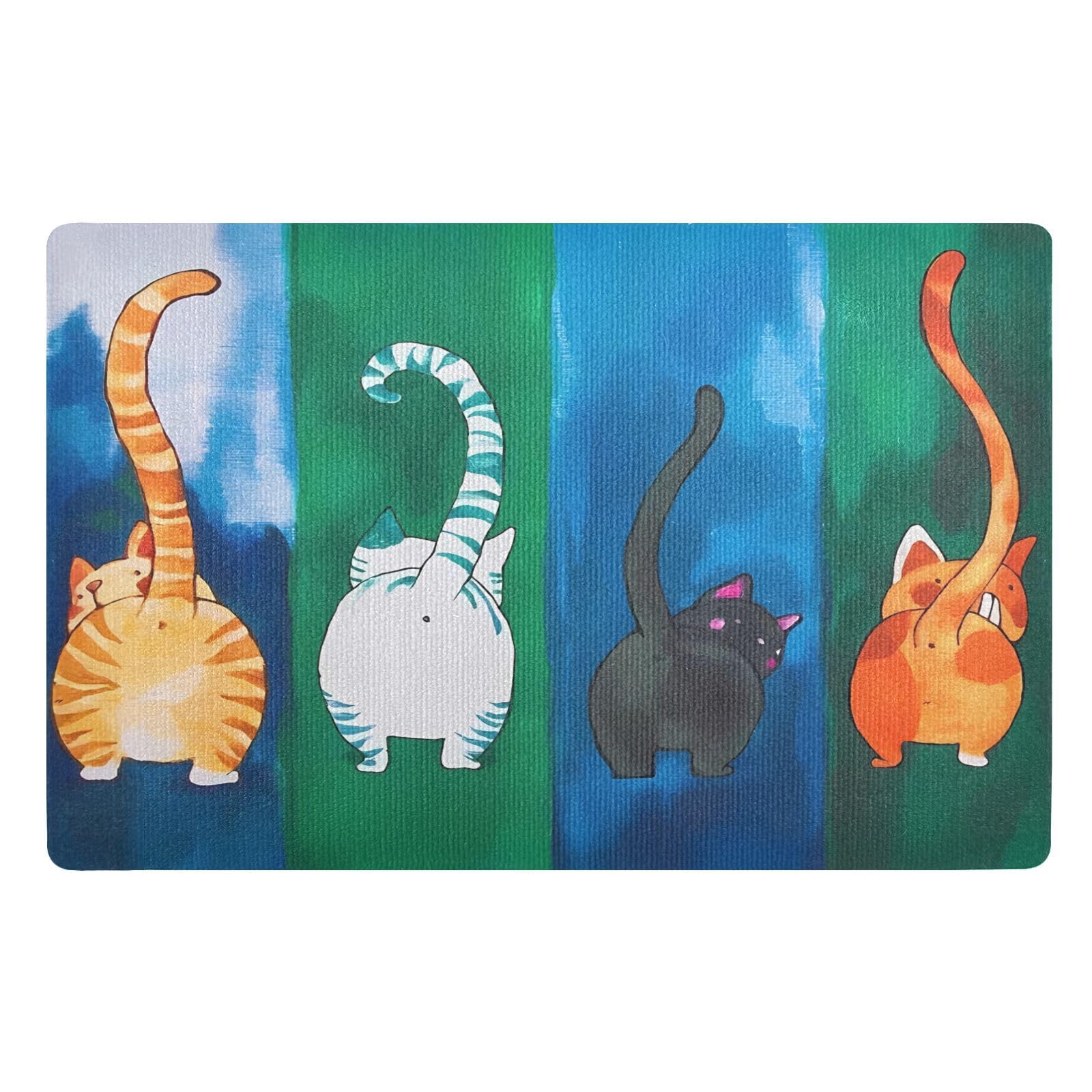 MNSRUU Cat Door Mat Indoor Entrance 32'' x 20'' Doormat Cat Front Door Mat Thin Doormat Indoor