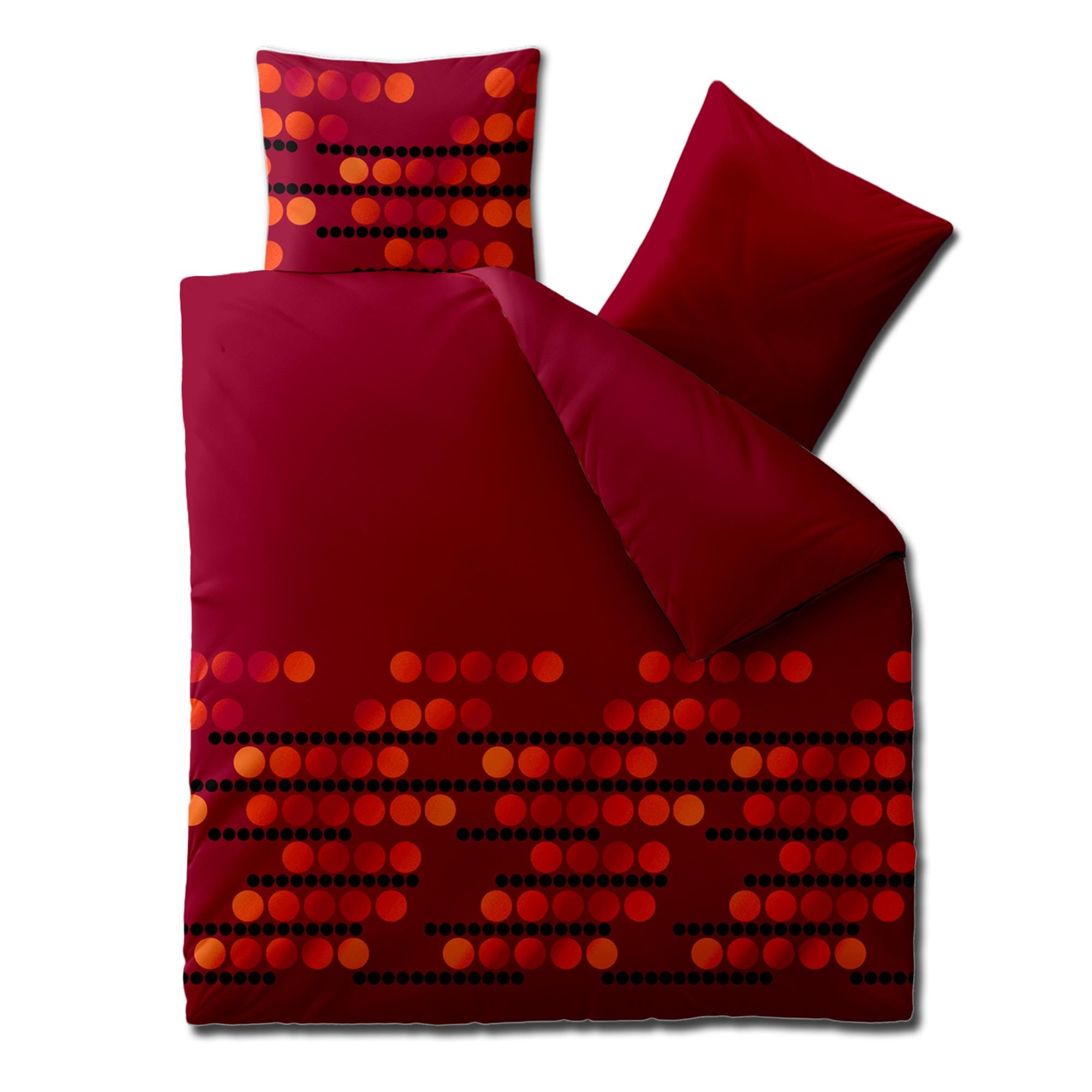 aqua-textil Concept Bettwäsche 200 x 220 cm Mikrofaser Bettbezug Kyra Punkte Rot Orange