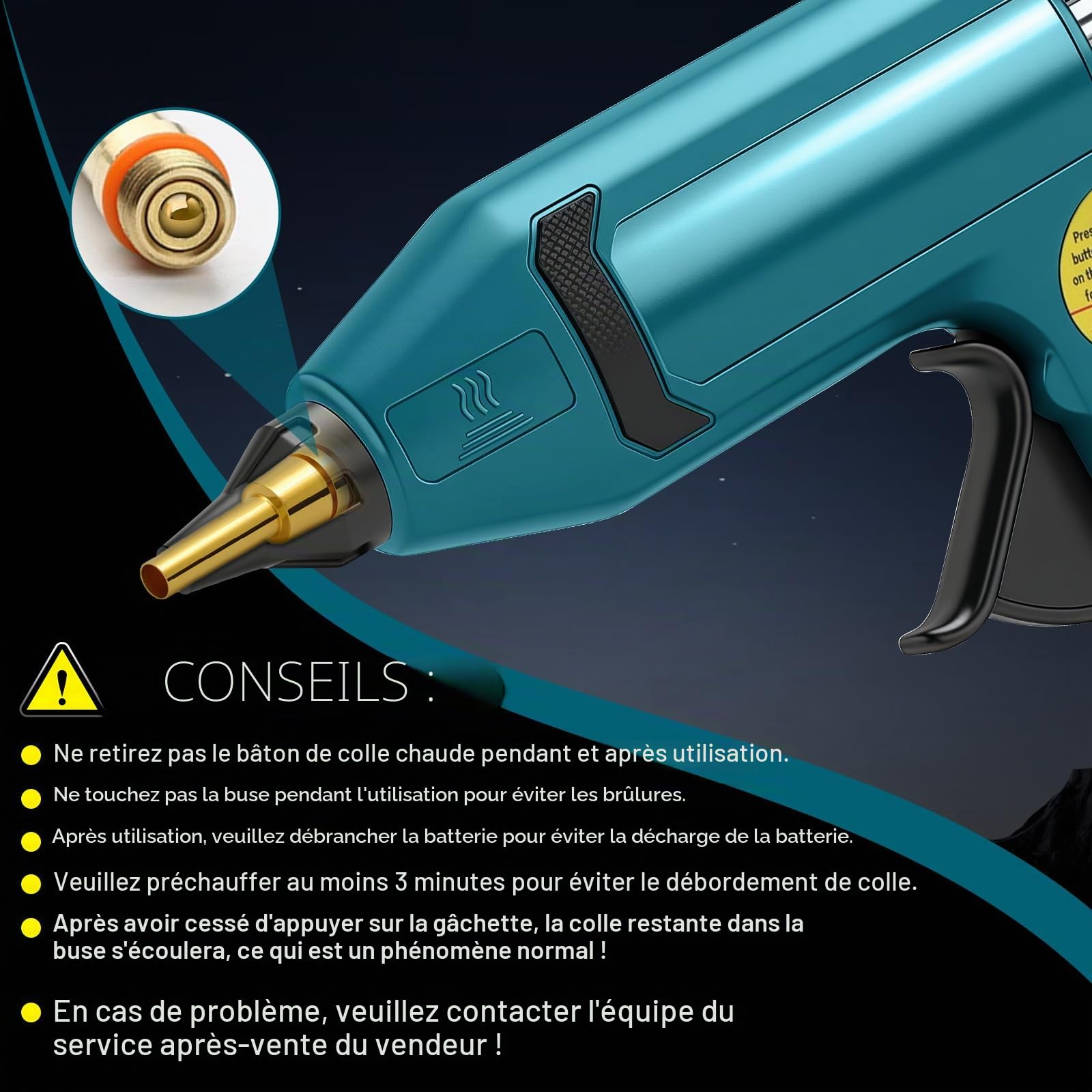 Pistolet à colle chaude sans fil pour Makita 18V (sans batterie) | 100W, max. 200℃, pistolet à colle, préchauffage rapide, affichage température et niveau de batterie, pour DIY