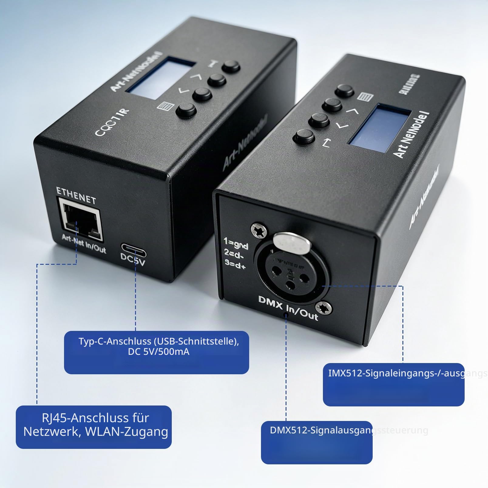 CR011R 1-Universe Bidirektionaler Art-Net DMX Konverter – Ethernet zu DMX512 Interface mit OLED Display, Type-C Stromversorgung für Lichtsteuerung, Simulation & LED-Streifen-Anwendungen