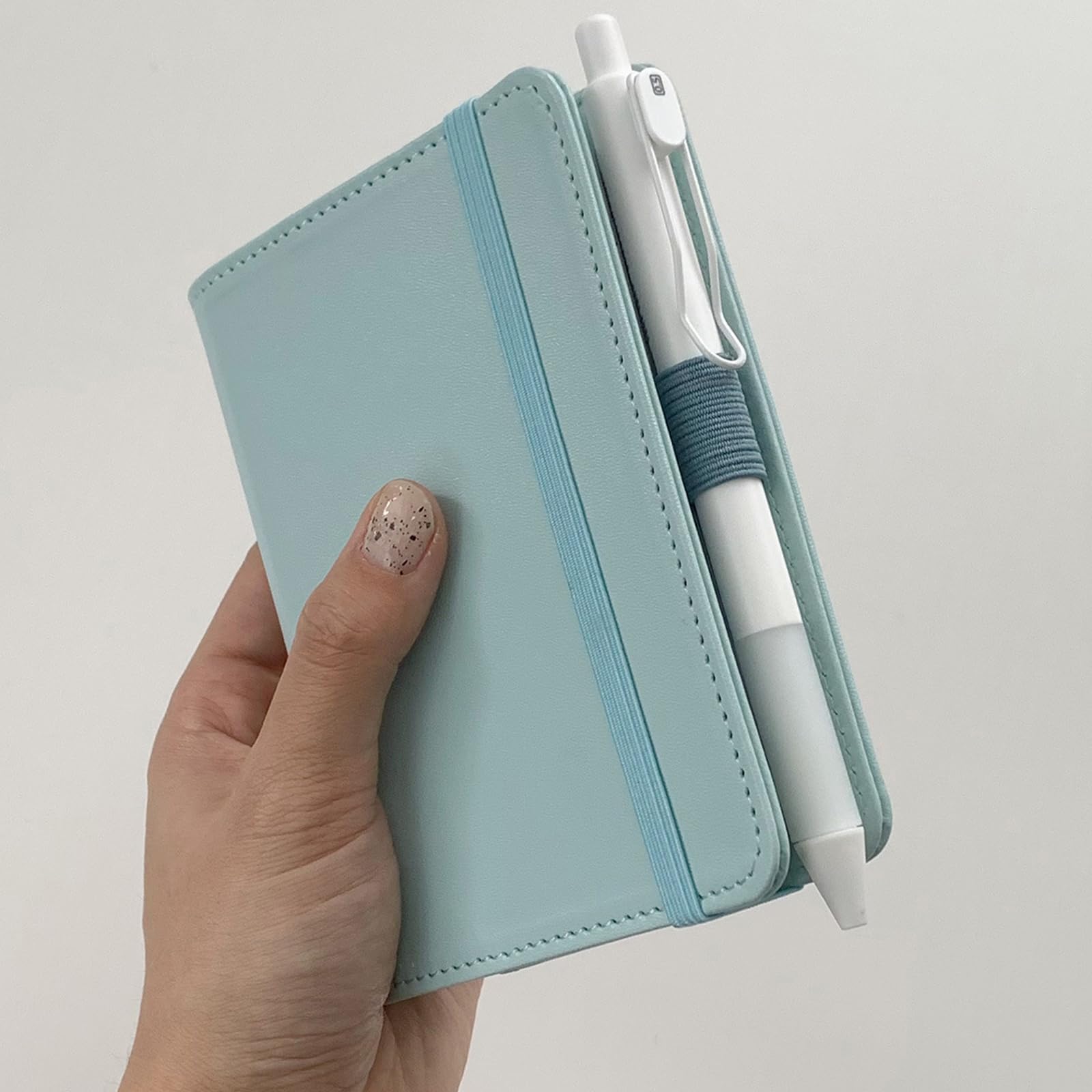 20 portapenne ad anello adesivo elastico per matite in pelle PU per quaderni, tablet, calendari, riviste, organizer da scrivania per penna