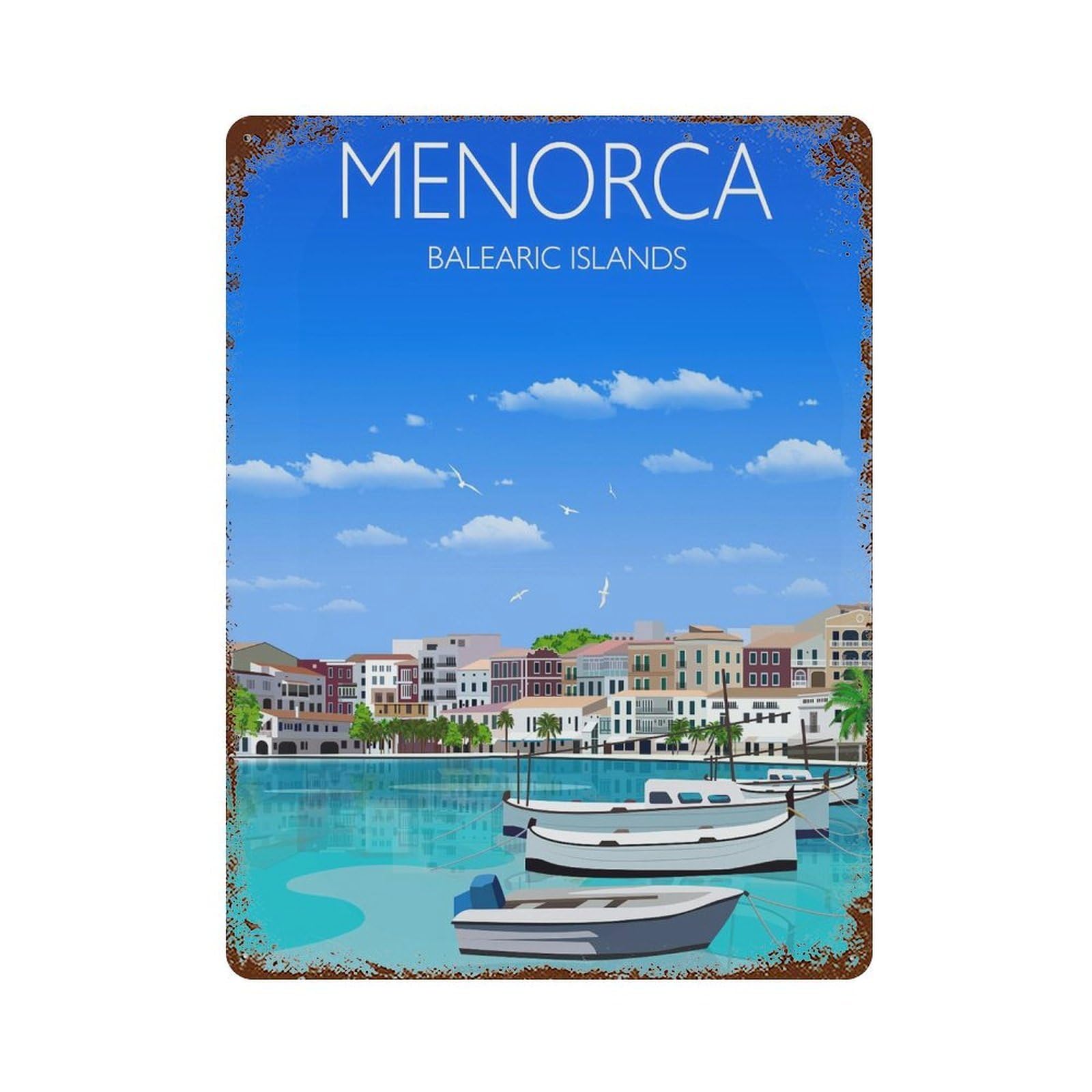 xiaoxiaoshen Travel of Menorca Balearic Islands Wall Decor Art Metal Tin Poster Modern Home Decor Art Home Bar Shop Decorations Vintage Sign 40x30cm