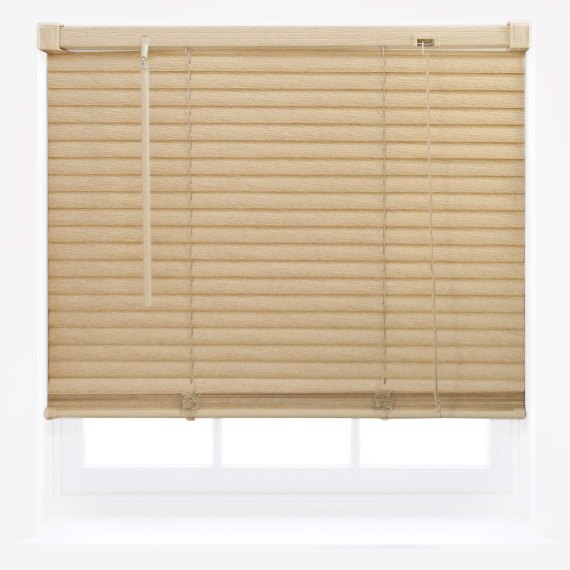 Furnished Natural Pvc Venetian Blinds Made To Measure Wood Effect Window Blind New - 105Cm X 210Cm