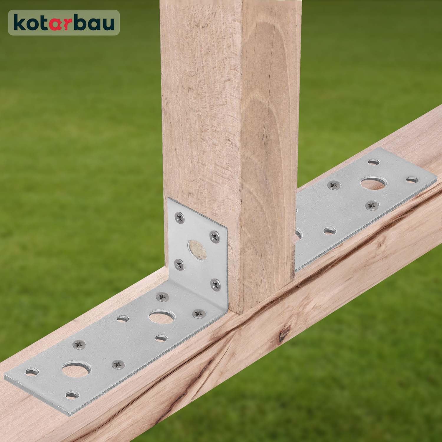 KOTARBAU® 50er Set Winkelverbinder 100 x 50 x 40 Stahl Bauwinkel Lochplattenwinkel Möbelverbinder Verzinkt Schwerlast Holzverbinder Montagewinkel Stuhlwinkel