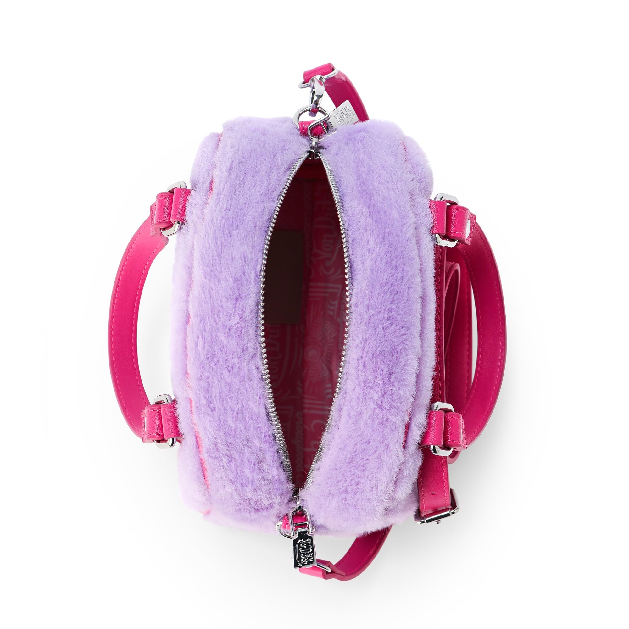 Von Dutch Womens Furry Bowling Bag Purse - Stylish Women's Handbag with Adjustable Strap, Spacious Interior, and Iconic Logo Design (Bubblegum Furry)