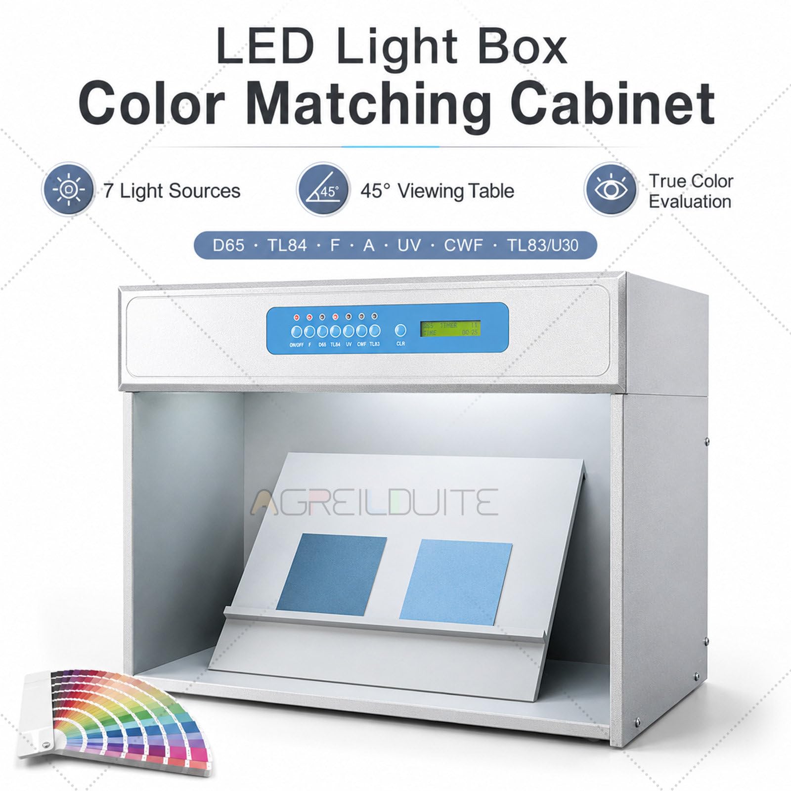 Caja de luz a juego para una evaluación precisa del color, 7 fuentes de luz, CRI ≥97%, función de memoria, caja de luz profesional para todas las industrias