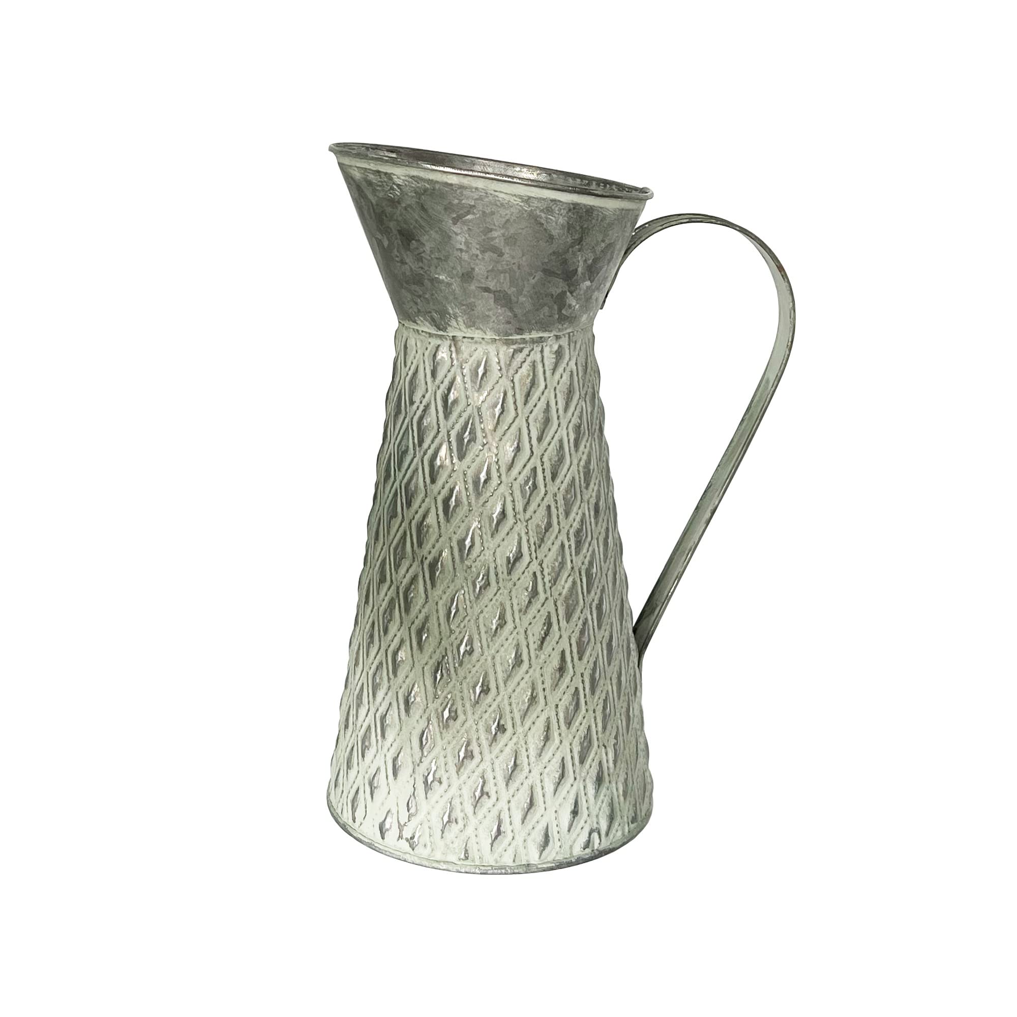 Alfie Francis Green 25Cm (Tall) Distressed Decorative Metal Jug Vintage Suitable For Artificial/Dried Flowers Vase Display Ornament Pitcher Tall