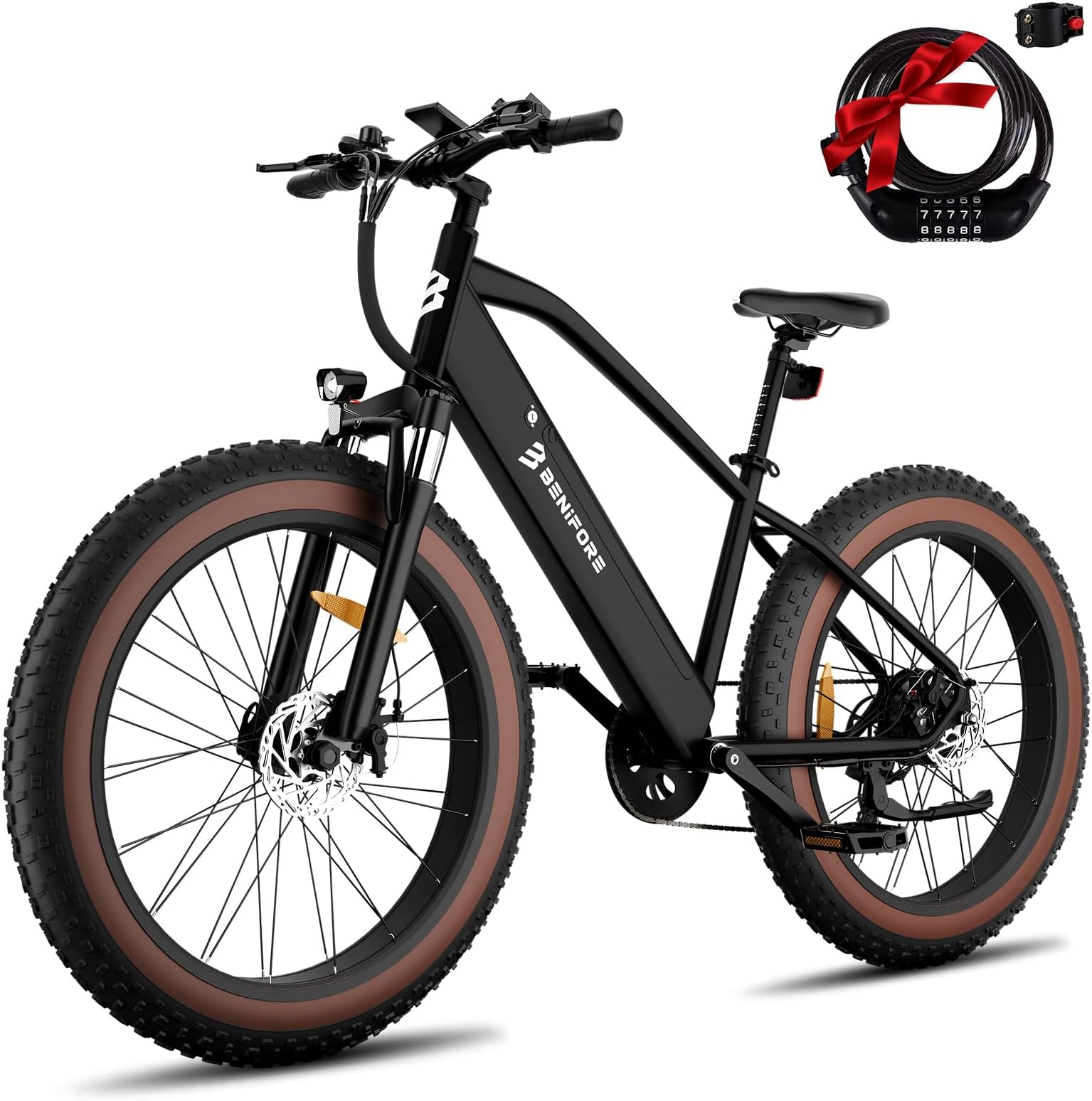 Electric Bike for Adults 1200W Peak Motor, 48V 720Wh Removable Battery, 65 Miles 28MPH Ebike Mountain, 26" Fat Tire Adult Electric Bicycles with Hydraulic Suspension,7 Speed Gears UL Commuter E Bike