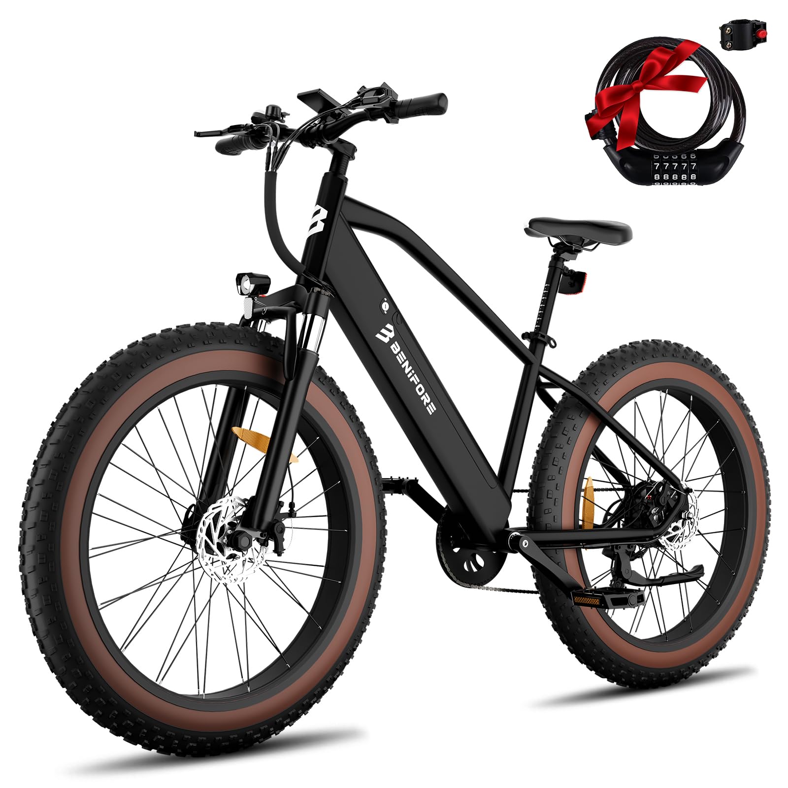 Electric Bike for Adults 1200W Peak Motor, 48V 720Wh Removable Battery, 65 Miles 28MPH Ebike Mountain, 26" Fat Tire Adult Electric Bicycles with Hydraulic Suspension,7 Speed Gears UL Commuter E Bike