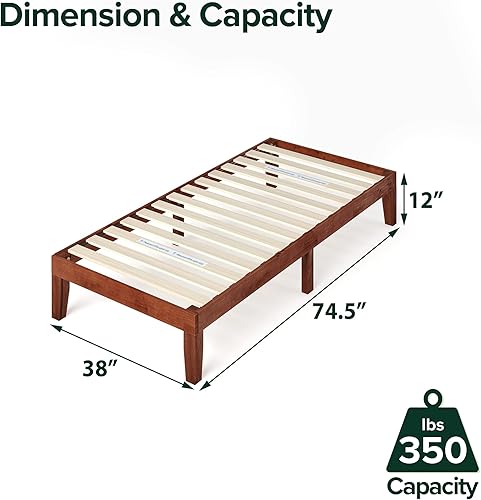 Miniatura 72 de ZINUS Alexia - Base de cama con plataforma de madera, base de madera maciza, no necesita somier, soporte de listones de madera, fácil montaje, pino
