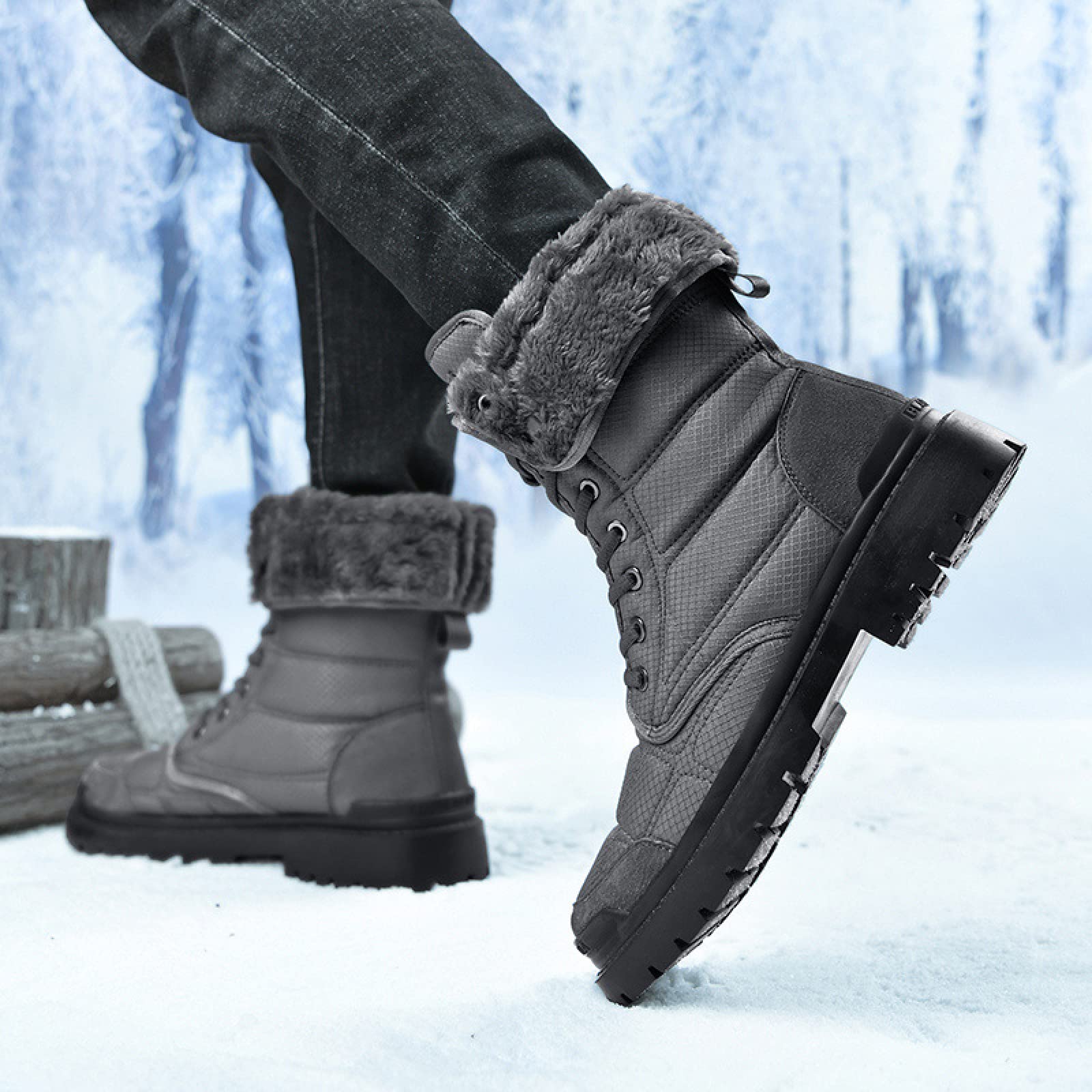Womens Heren Winter Sneeuw Waterdichte Laarzen Bont Gevoerde Platte Enkel  Outdoor Wandelschoenen Warme Schoenen Brede Wandelschoenen,Grey-40(EU) :  Amazon.nl: Kleding, schoenen \u0026 sieraden