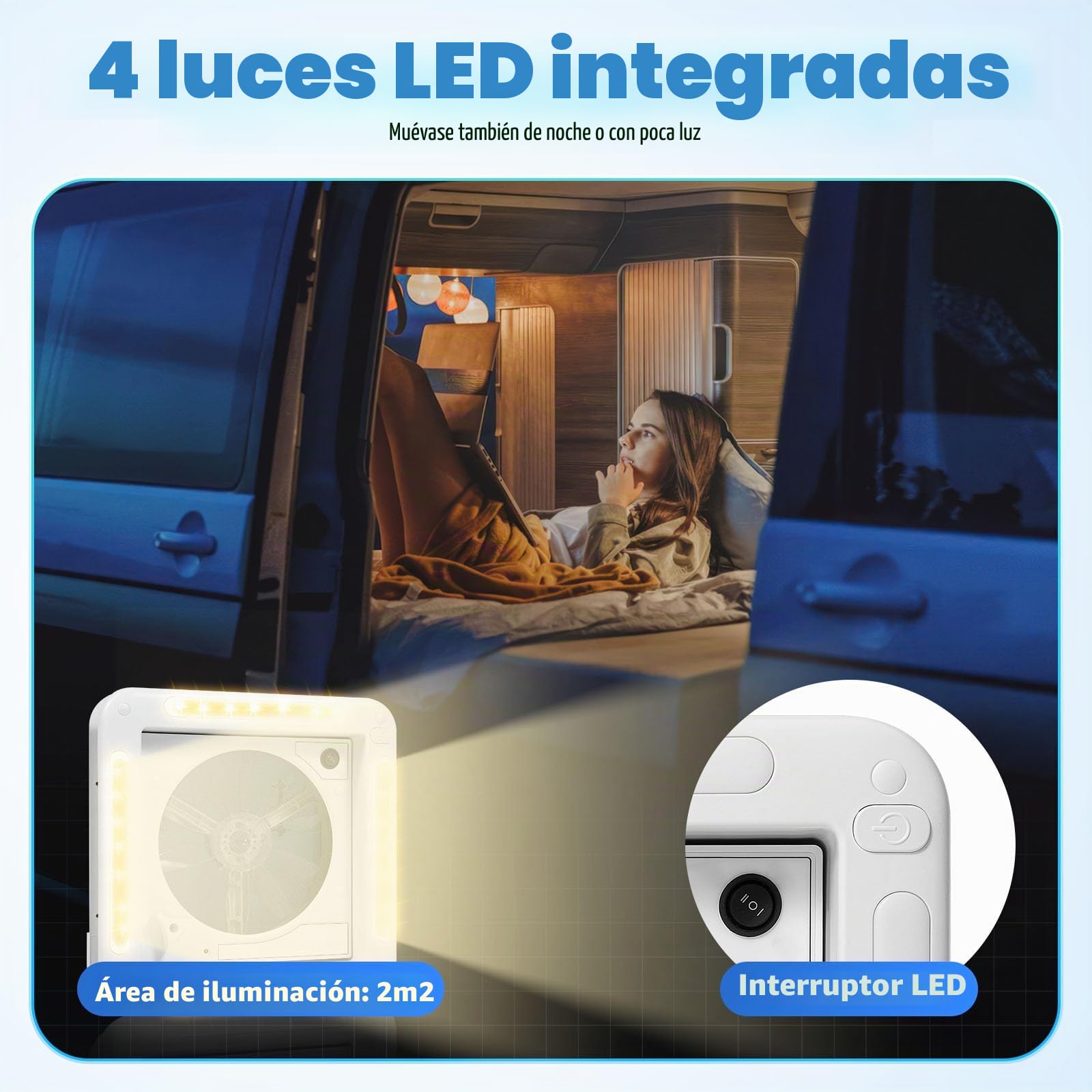 Ventilador de techo para autocaravana de 28x28cm | Ventana de techo para caravana | Ventana de techo insonorizada Ventilador silencioso extremadamente silencioso | Techo multifuncional para