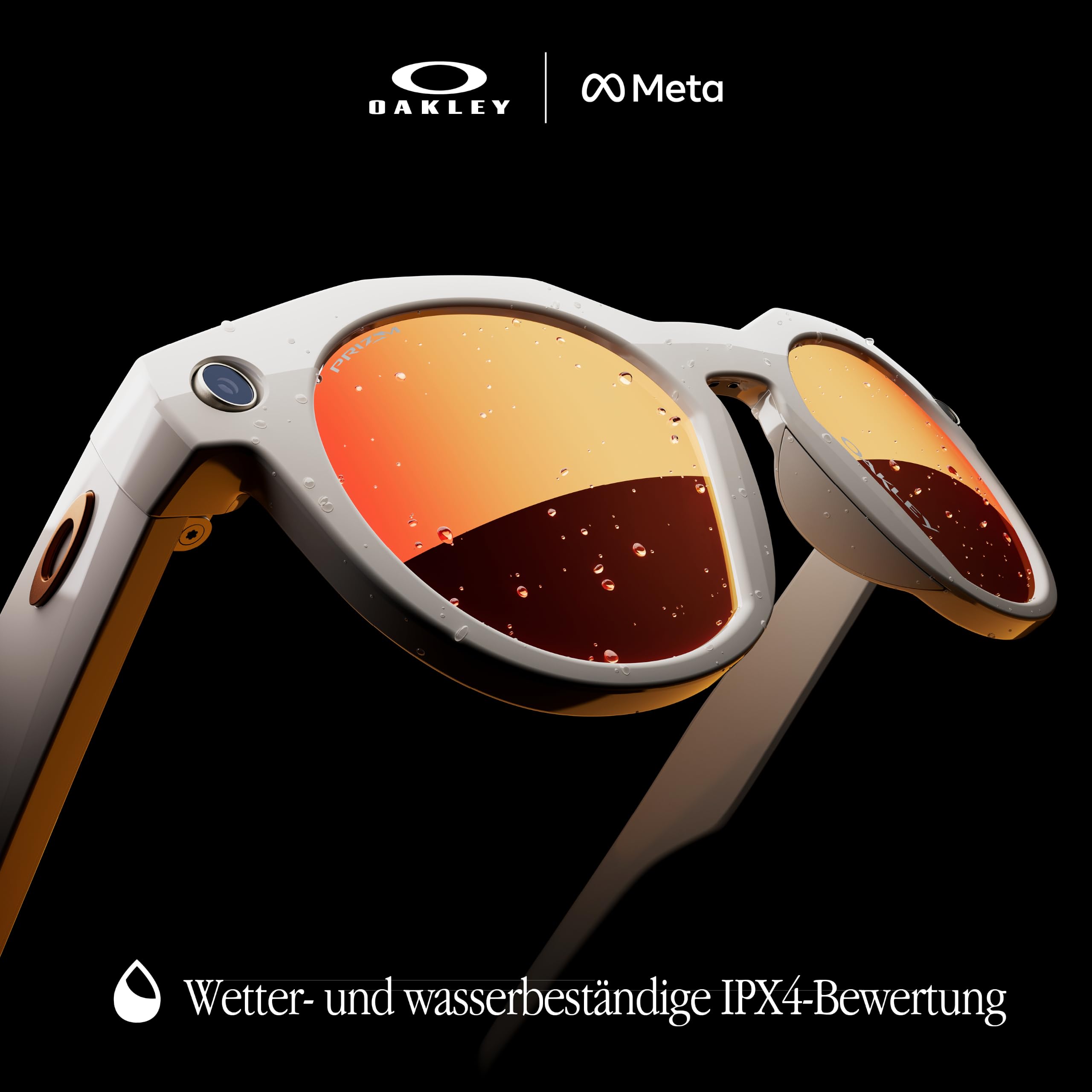 Oakley Meta HSTN KI-Brille für Herren, Damen — Sport- & Lifestyle-Brillen — 12 MP Kamera, 60fps Video, Open-Ear Audio, Meta AI — Brown Smoke/Prizm™ Deep Water Polarisierte Gläser