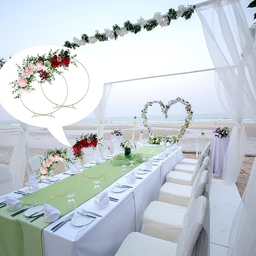 Miniatura 4 de 10 piezas de centro de mesa de aro floral de metal de 12 pulgadas con soporte para mesa, anillos de corona de metal con soporte, anillos de aro