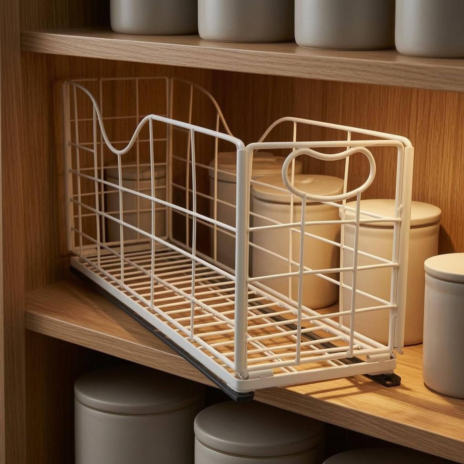 Qianly Cesto Scorrevole a Rete Scorrimento Scorrimento Scorrevole Cestino Estraibile Estraibile Armadio Manico Ovale Arredo Contenitivo per Cucina