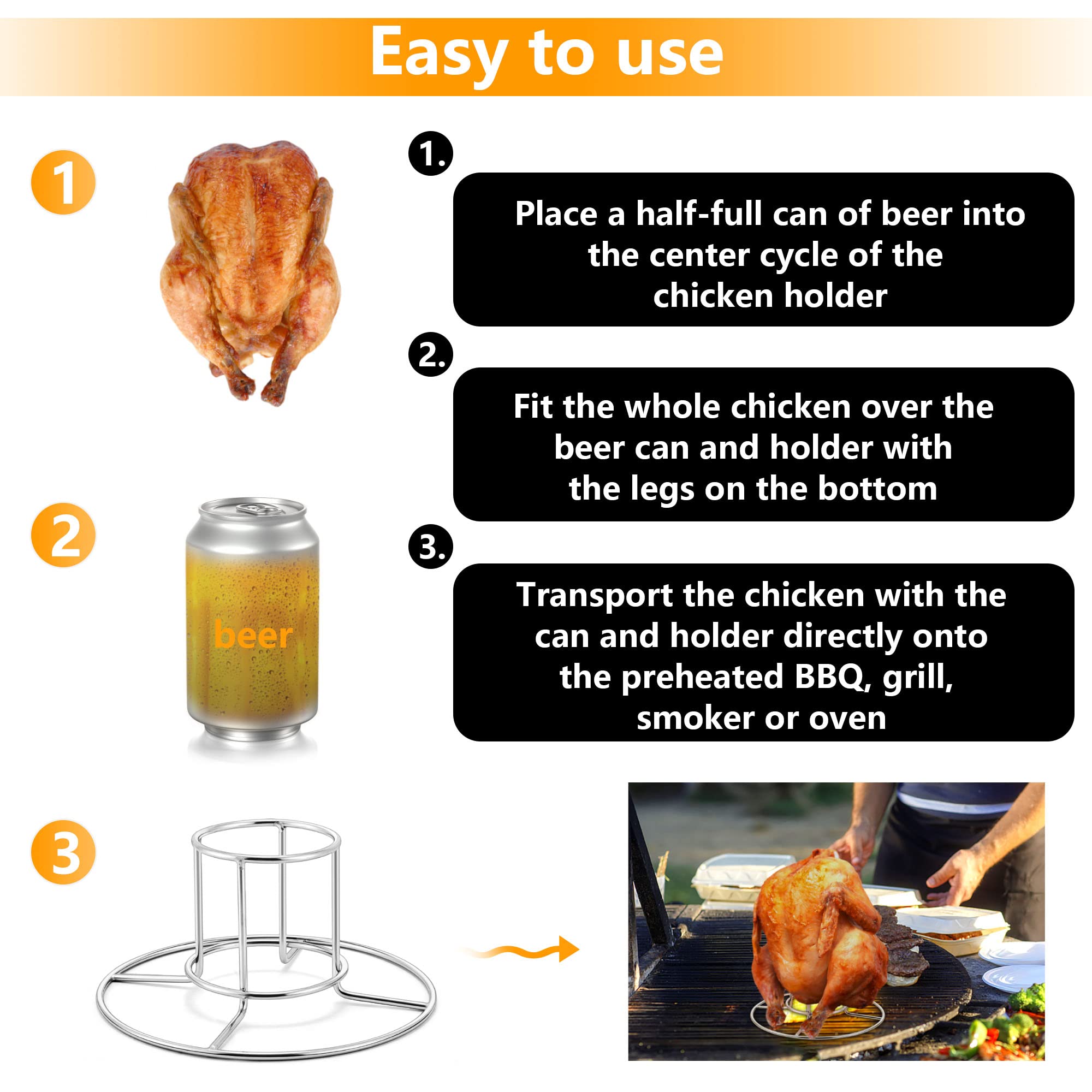 Support à Poulet Vertical En Acier Inoxydable Pour Grill Et Fumoir - Rôtissoire Pour Poulet Ou Dinde