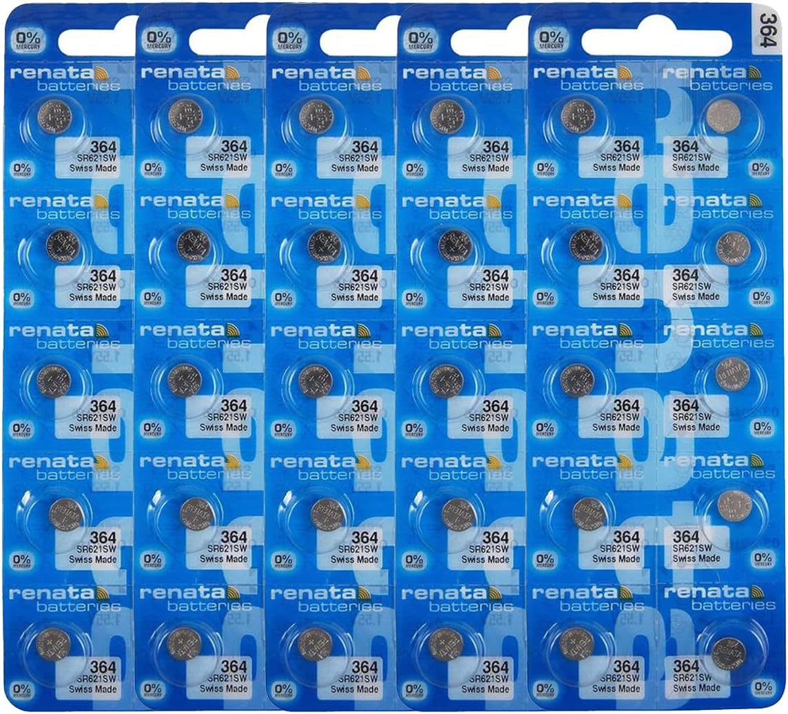 Renata 364 SR621SW Batteries - 1.55V Silver Oxide 364 Watch Battery (100 Count)