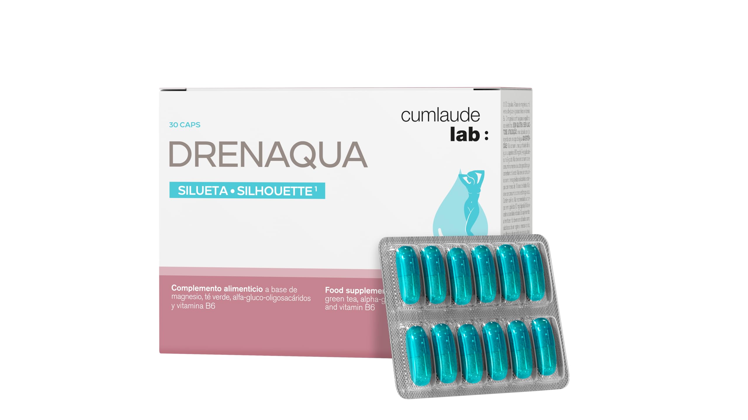 Cumlaude Lab - Pack Drenaqua Complemento Alimenticio Diurético, Retención Líquidos, con Té Verde, Prebióticos, Magnesio y Vitamina B6