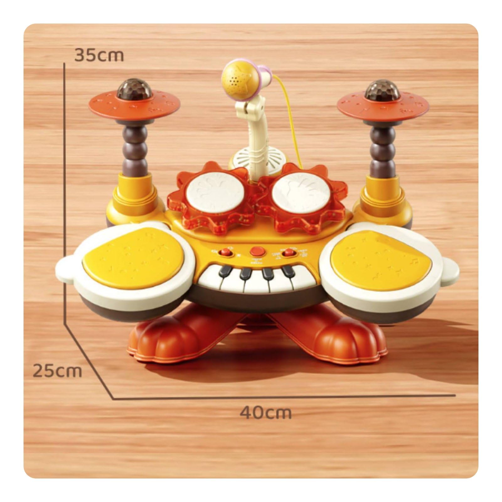 kowaku Teclado Infantil Electrónico Piano Mini y Batería Juguete Musical con Pads de Percusión Iluminación Diseño Lúdico para Principiantes Apto para , Naranja
