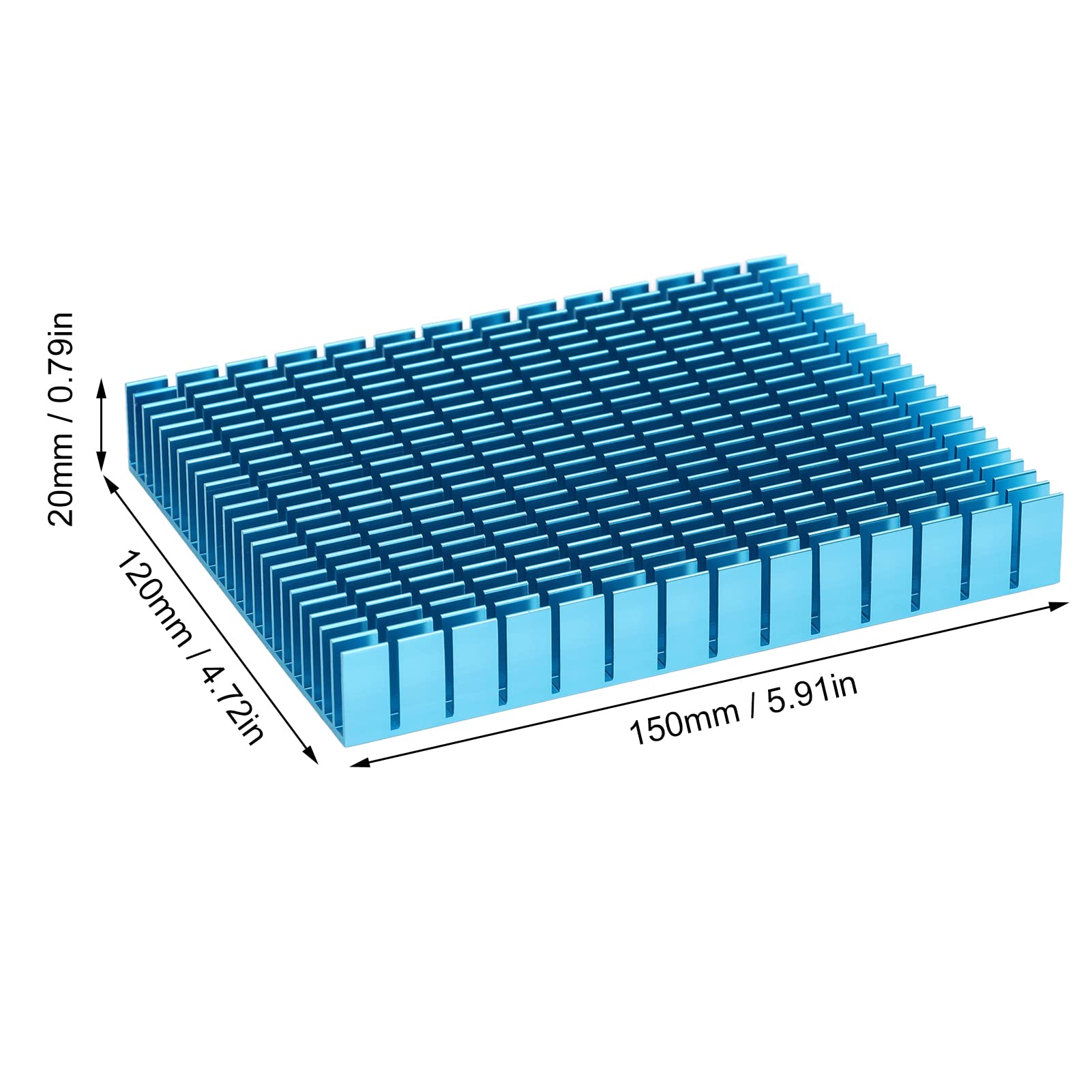 Dissipatore di Calore in Alluminio Eujgoov, 150x120x20mm Raffreddamento del Radiatore Raffreddamento per Scheda PCB Dell'amplificatore di Potenza della CPU(blu)