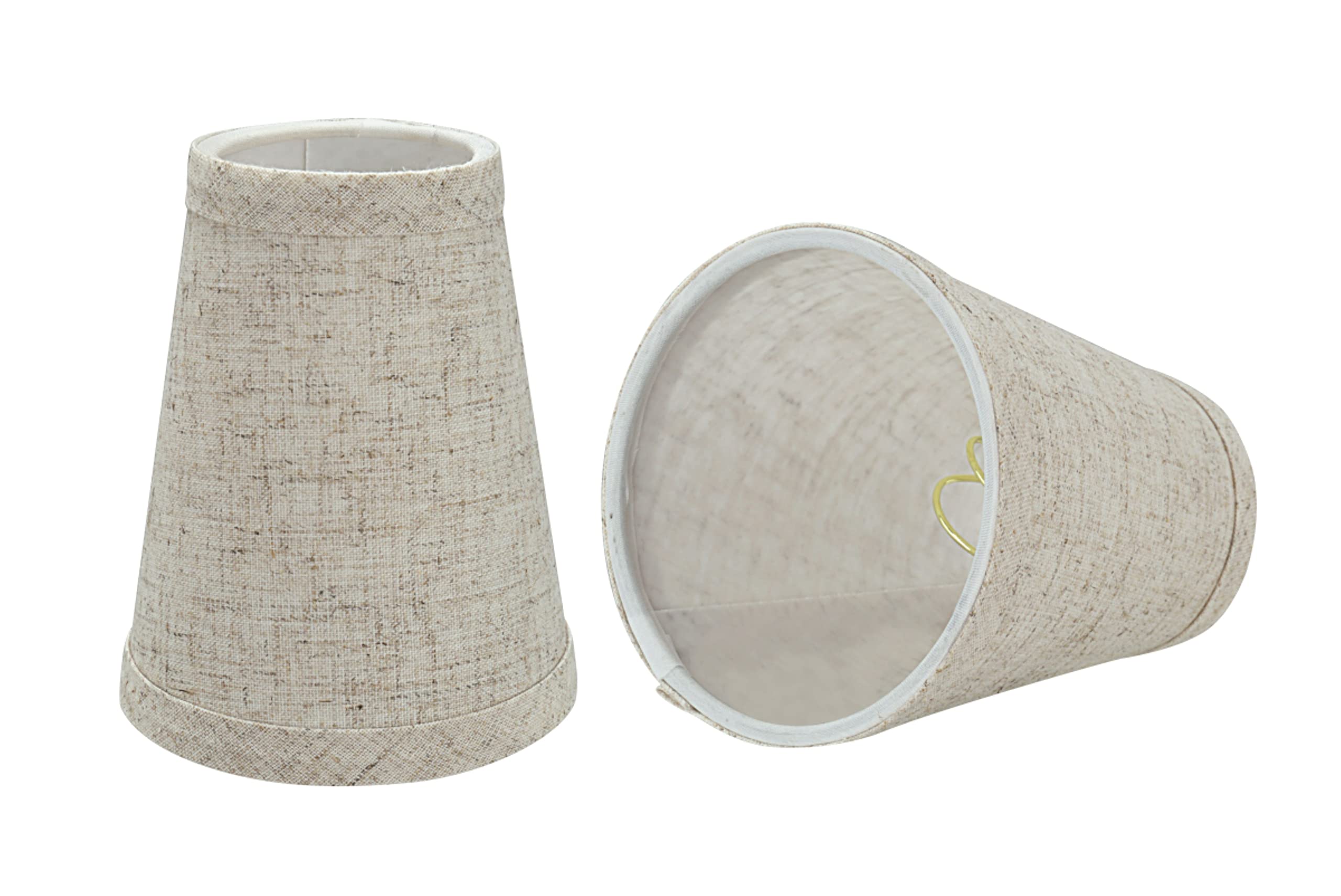 Aspen Creative 32658-2 Small Hardback Empire Shape Chandelier Set (2 Pack), Transitional Design in Beige, 4" Bottom Width (2 1/2" x 4" x 5") Clip ON LAMP Shade