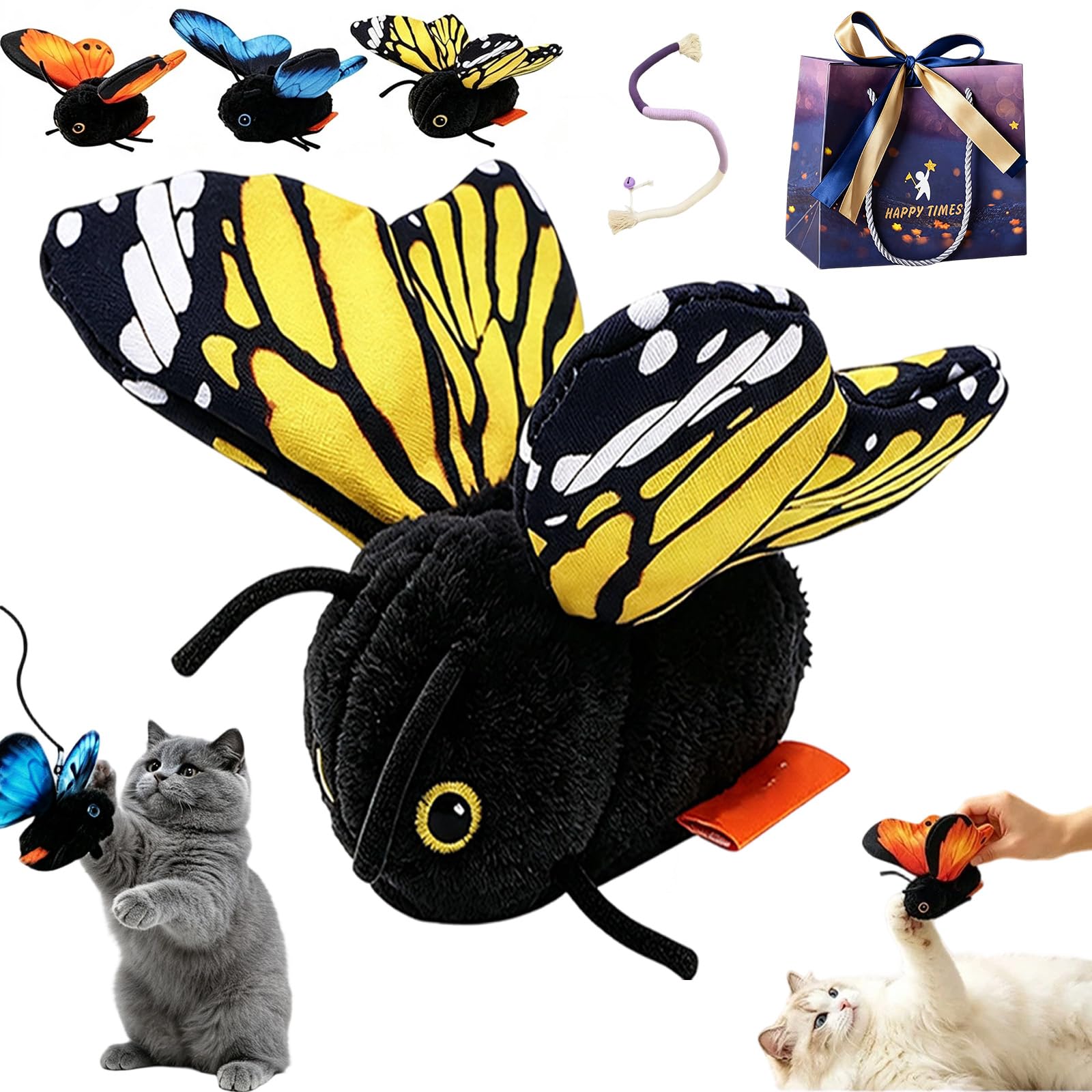 2026 Sensing Flapping Butterfly Toy, Interactive Electric Cat Toy (yellow)