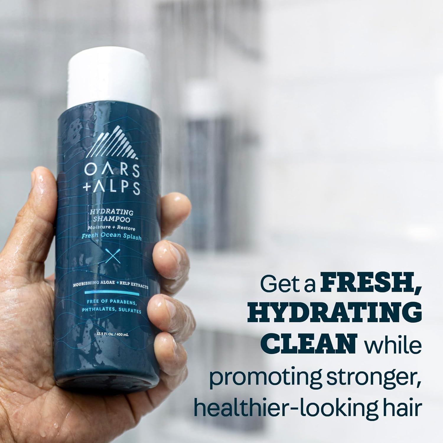 Oars + Alps Men's Sulfate Free Hair Shampoo and Conditioner Set for Men & Women, Infused with Kelp & Algae Extracts, Nourishing & Moisturizing, Paraben Free, Fresh Ocean Splash Scent, 2pk, 13.5oz - Image 3