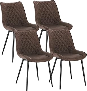 WOLTU BH210br-4 4X Sedie da Cucina con Schienale senza Braccioli Sgabello Imbottito Poltroncina con Rivestimento in Ecopelle Marrone