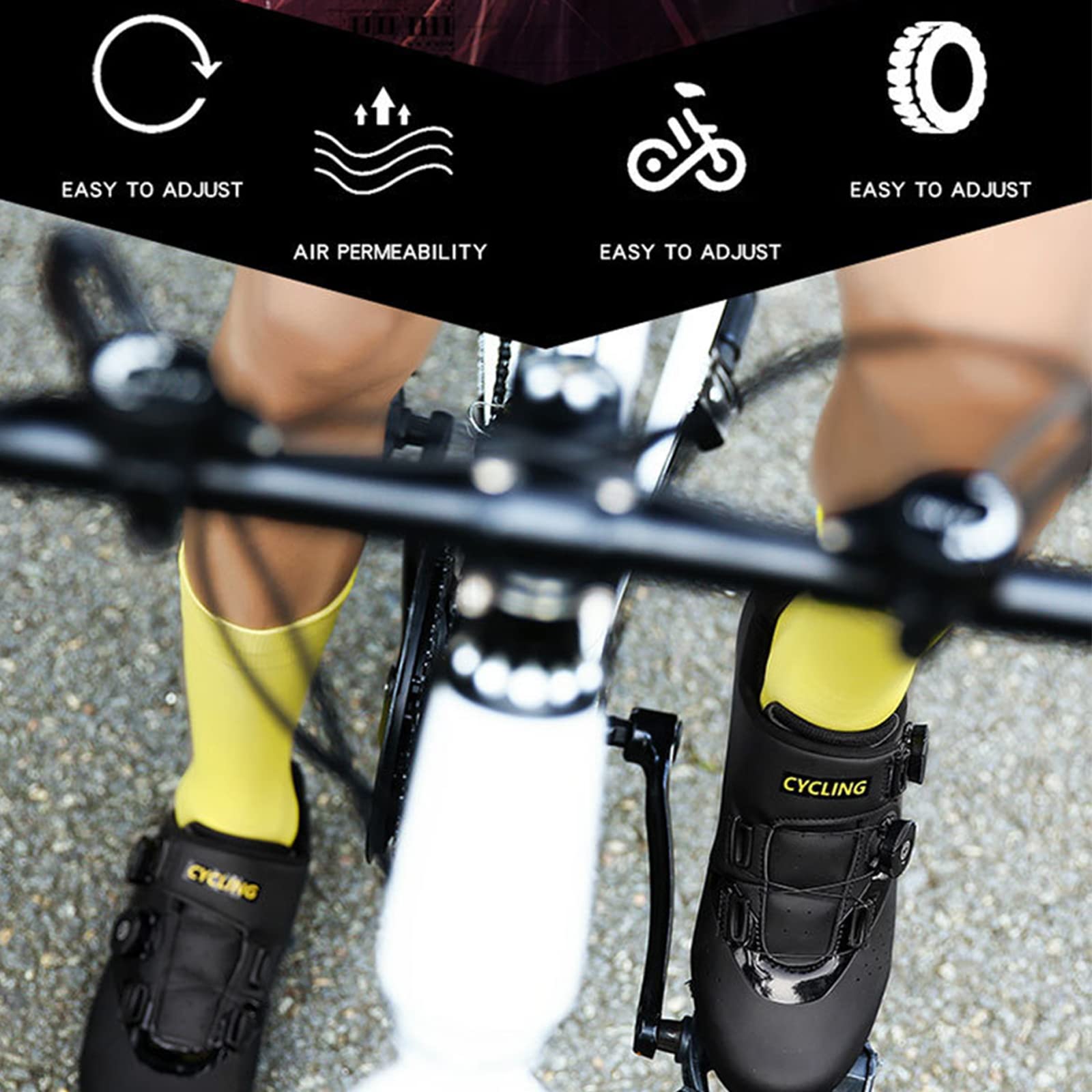 Racefiets Schoenen,Antislip Ademende Fietsschoenen met SPD en Delta Voor Heren Dames Volwassen Fietsschoenen met Slotpedaal,White-41