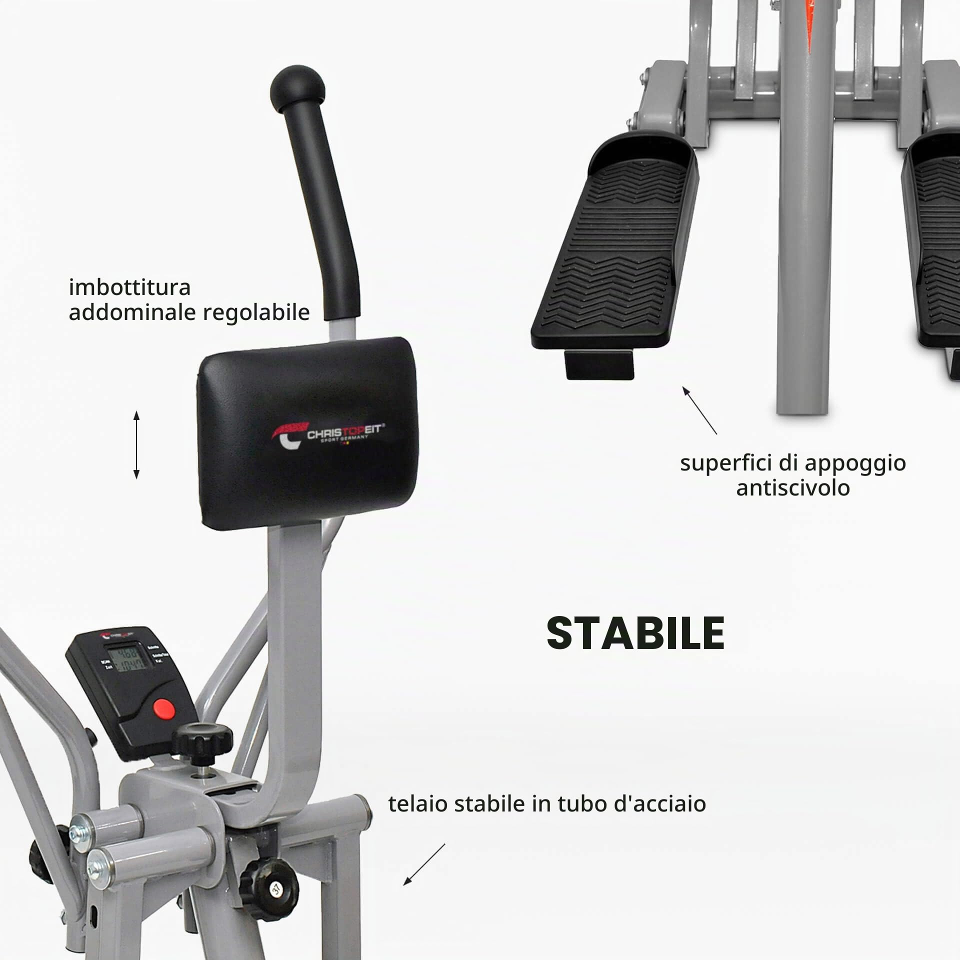 Christopeit - Crosstrainer Walker, 80 x 60 x 148, Colore: Argento