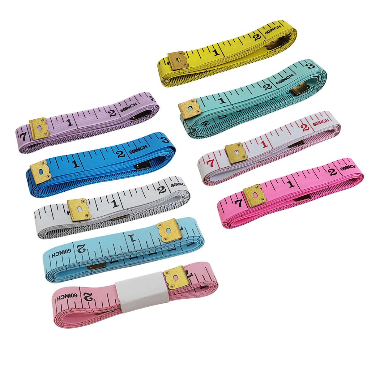Paquete de 9 reglas de sastre de doble escala, cinta métrica de tela suave, cinta de costura multicolor de 150 cm para manualidades a medida