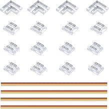 JOYLIT CCT LED Strip Connector Kit, 10MM/0.39IN Transparent Solderless Connectors 8Pcs Strip to Wire, 4 Pcs L Corner Connector, 4Pcs Strip to Strip, 4 Pcs Extension Cable