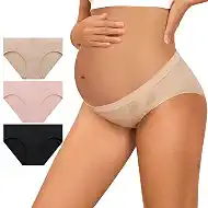 Maternity Underwear Seamless Pregnancy Panties Cotton Blend Under Bump Pregnant Underwear for Women 3-Packs