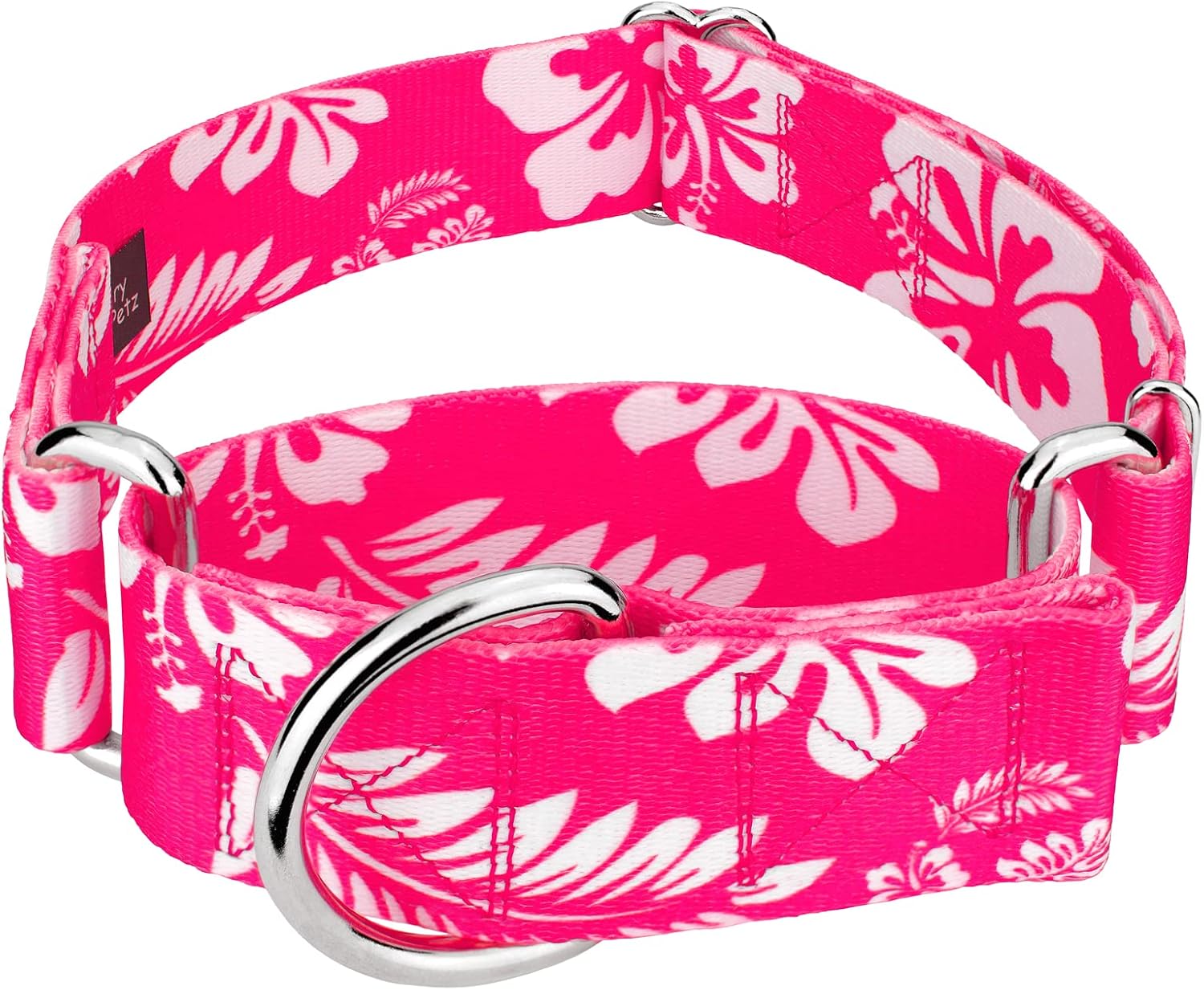 Country Brook Petz - Pink Hawaiian Martingale Dog Collar - Summer Breeze Collection Featuring Sunny Designs (1 1/2 Inch, Medium)