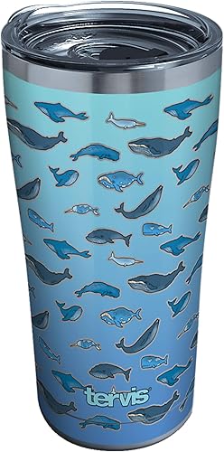 Tervis Vaso aislado de triple pared con cola de ballena mantiene las bebidas frías y calientes, 20 onzas, acero inoxidable