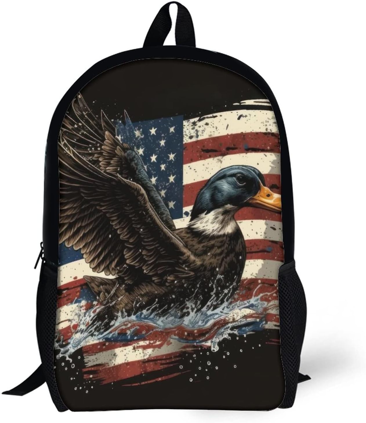 Duck Hunting USA Flag Backpack with Adjustable Straps, Suitable for Travel Picnics Activities