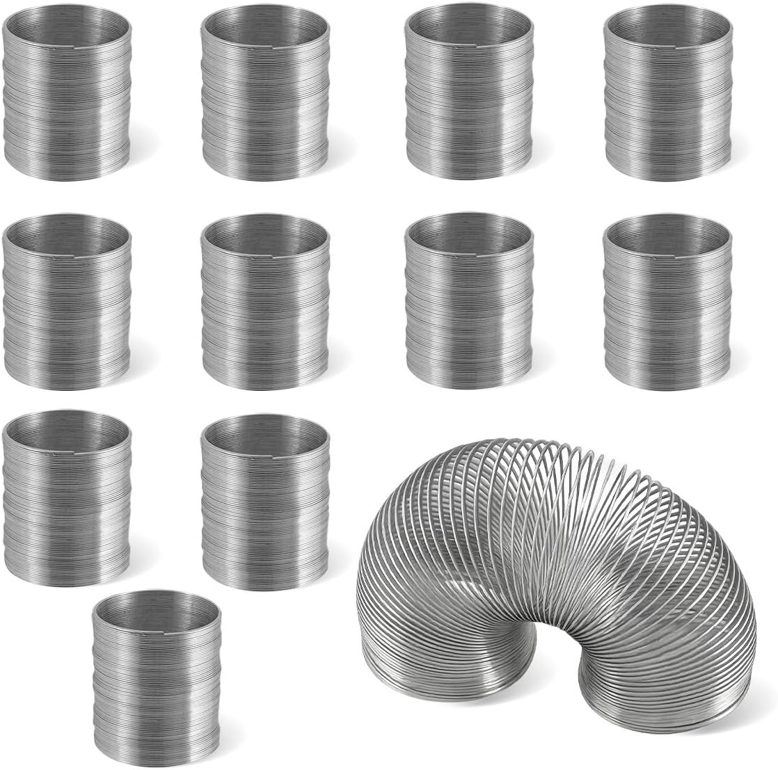 Playbees Metal Coil Spring Walking Toys 2" - Set of 12 - Ideal for Kids Teens&Adults Novelty Prize Party Favor Great for Classroom Games Travel Activities Slinky Toy for Fun Deter Squirrel and Pests