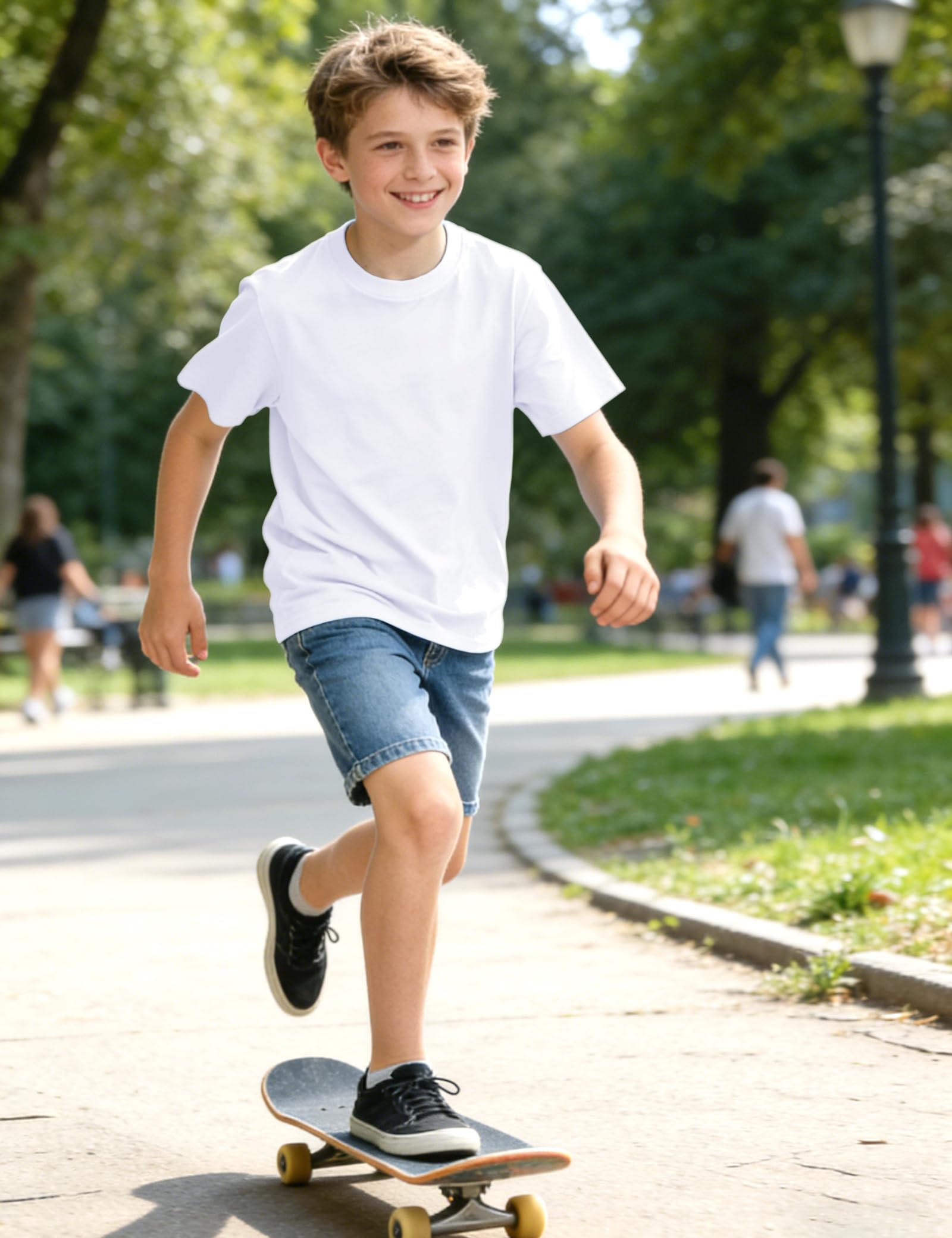 KEREDA KEREDA Boys Short Sleeve Shirts Kids Summer Crewneck T-Shirts Casual Basic Cotton Plain Tops Tees Size 5-14 Years in use
