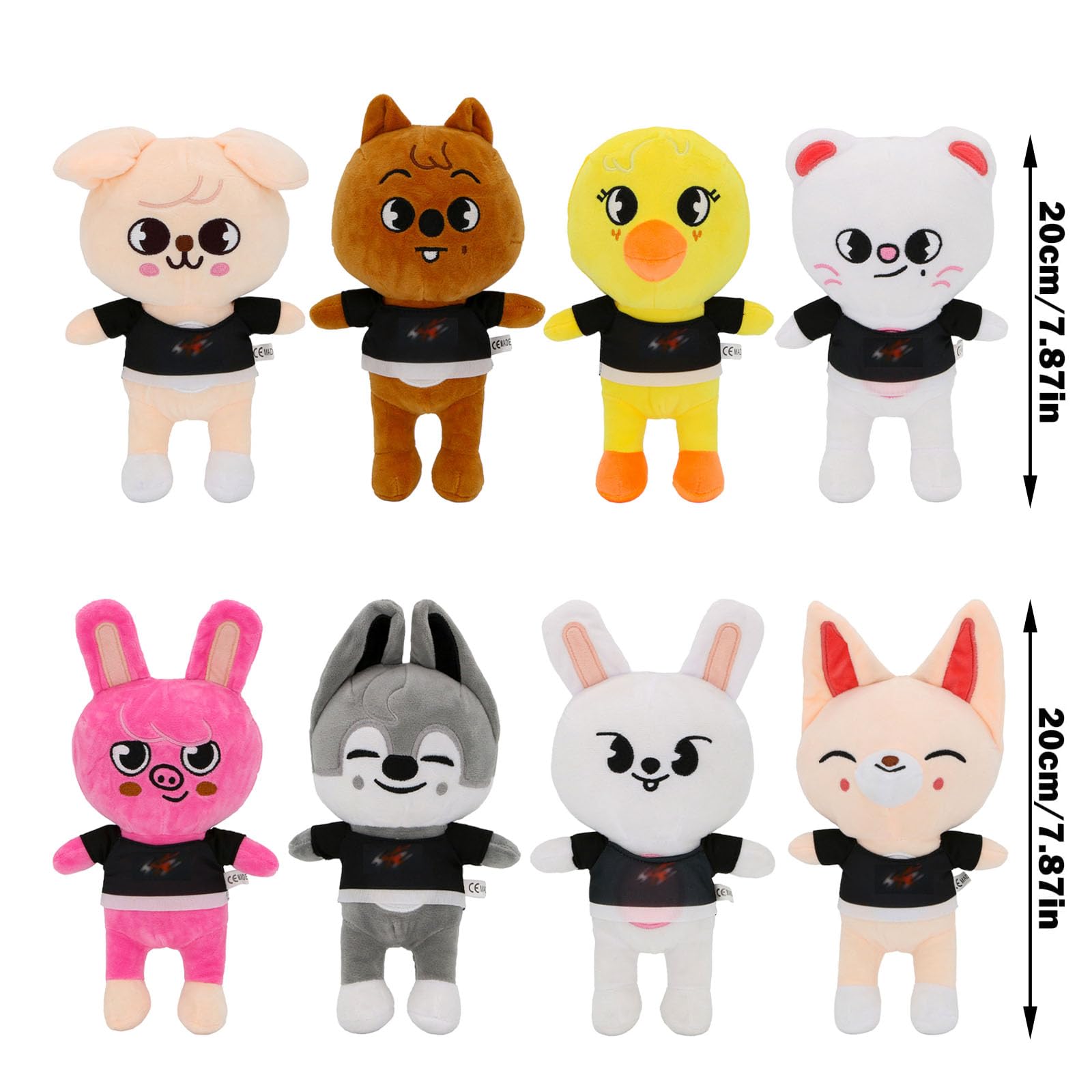 Peluche Kpop SKids, 8 Pezzi Kpop Merch Peluche, STAY Giocattolo di Peluche, Kpop Plush Doll, Peluche Animali, Regalo di Compleanno per Bambini e Fan
