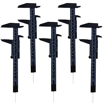 6 Inch/ 150 mm Eyebrow Measuring Tool, Brow Mapping Ruler, Mini Vernier Caliper Double Scale Plastic Ruler for Eyebrow Tattoo Brow Artists Makeup 5PCSBlack