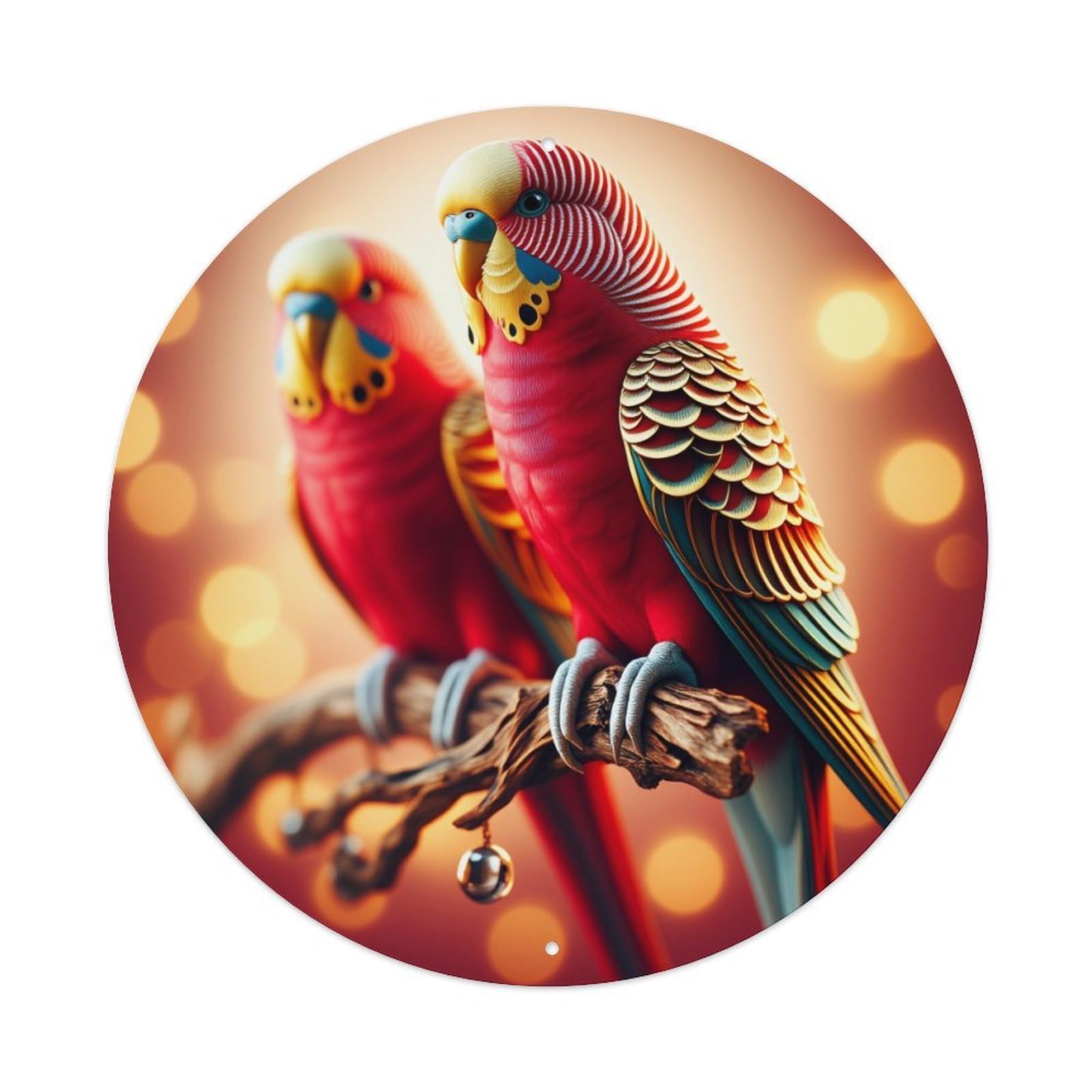Parrot Pair Colorful Feathers Branch Tin Sign Metal Poster Vintage Metal Signs for Home Man Cave Bar Cafe Kitchen laundry room Wall Decorations Gift 8x8Inch