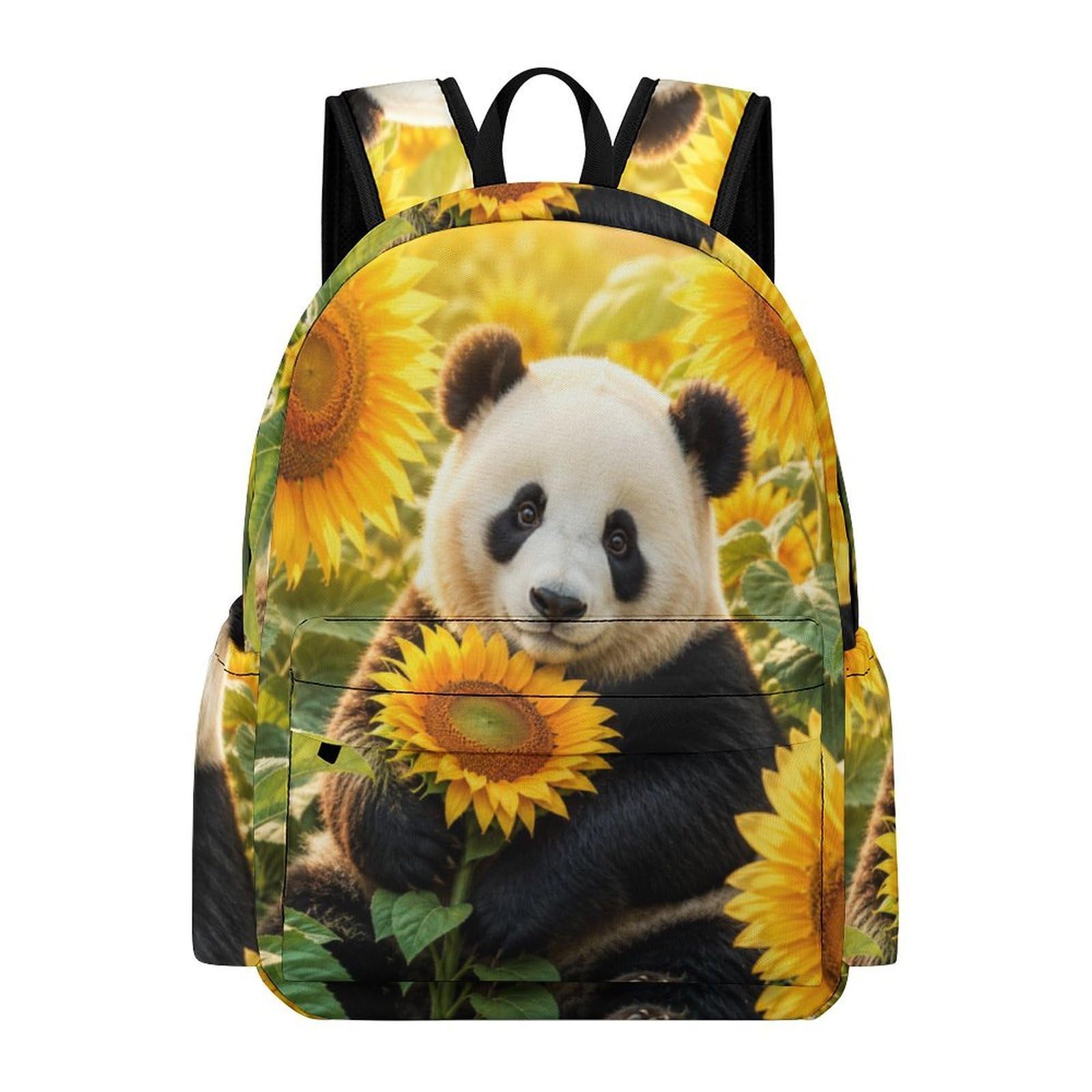 TPISLI Panda Schoolbag Kids 7-11 Year Olds Sunflowers Panda School Backpack Girls 7-11 Year Olds Durable Cool 16.5 Inch Laptop Daypack School Years 3-6 Daily Use