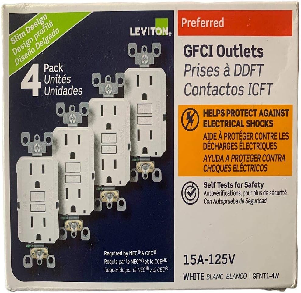 Tirrito 15 Amp 125-Volt Duplex Self-Test Slim GFCI Outlet, White. Pack of 12