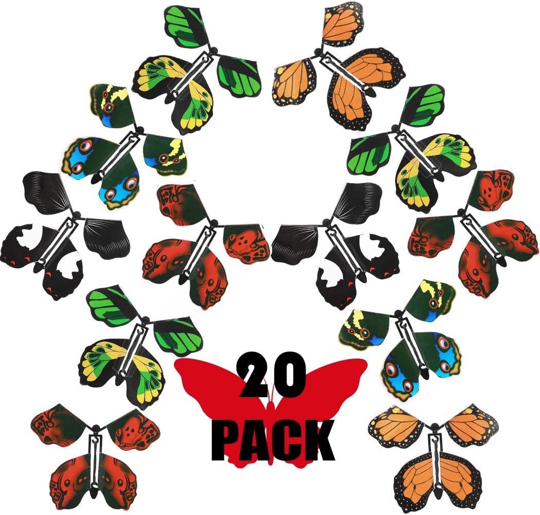 B bangcool Fairy Flying Butterfly Gift Cards, Flying Butterfly Rubber Band Powered Wind up Butterfly Toy Great Surprise Gift for Party Playing Toys