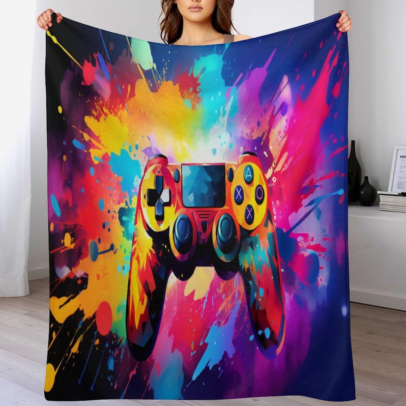 Couverture contrôleurs de jeu chaude en flanelle moelleuse pour chambre et lit d'enfant