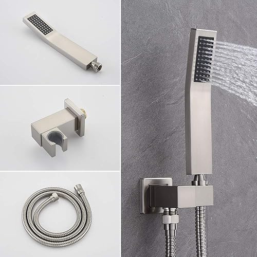 Miniatura 3 de KOJOX Sistema de ducha de 12 pulgadas con cabezal de ducha de lluvia de alta presión, cabezal de ducha de mano, kit de molduras de grifo de bañera y